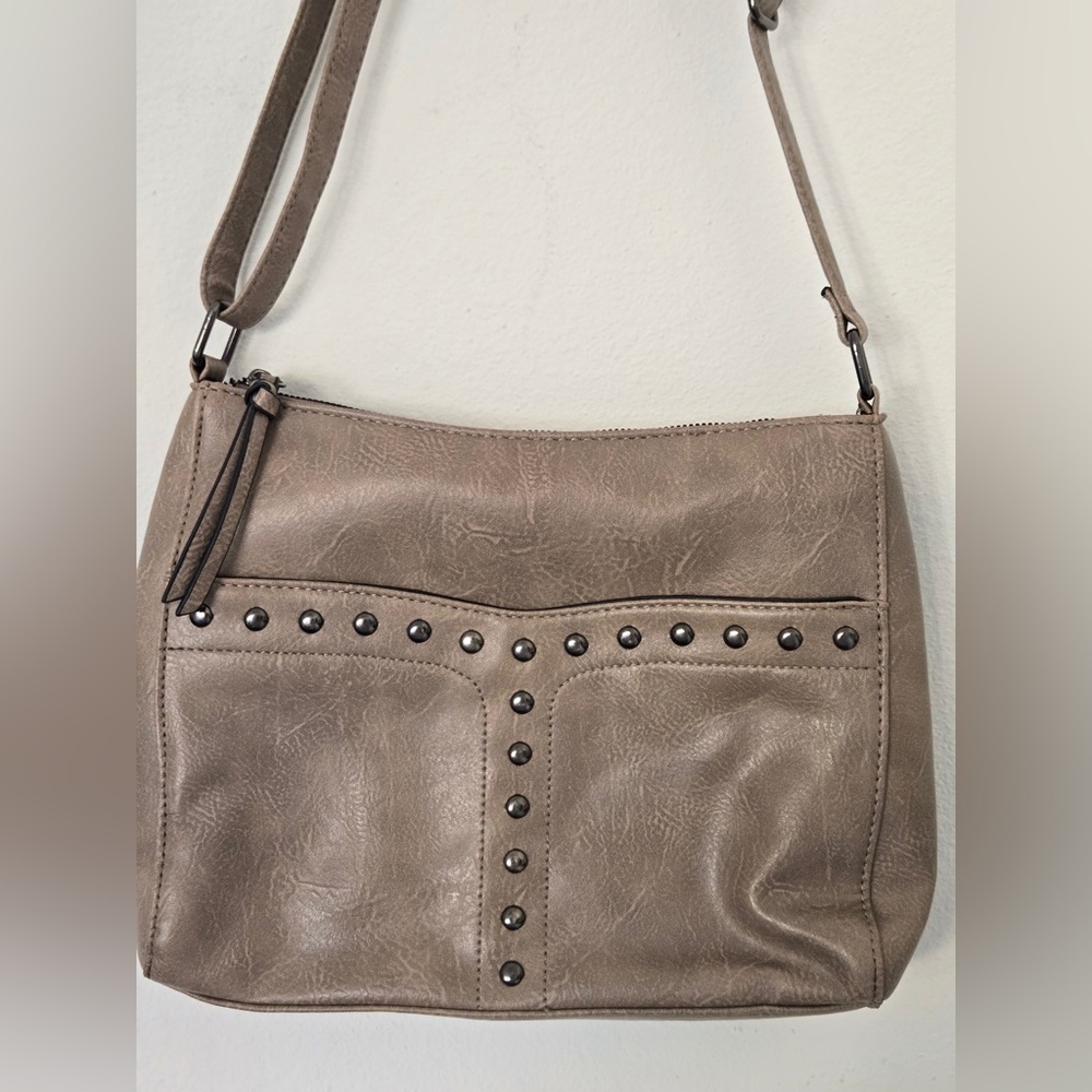 Sam & Hadley Tan Studded Crossbody Bag | Faux Leather | Boho Chic - Picture 12 of 15